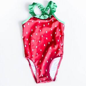Old Navy Kids Strawberry One Piece Swimsuit - Red and Green